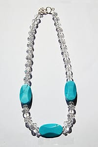 Collana Magnesite blu Cristallo di rocca con chiusura in argento 925