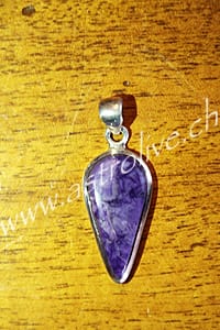 Pendente charoite a punta in argento 925