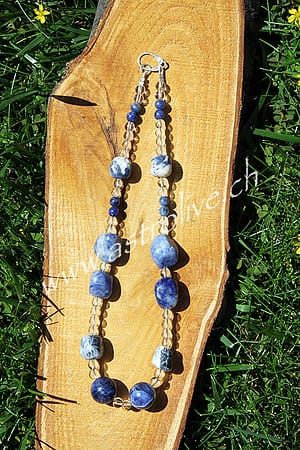 Collana Sodalite Cristallo di Rocca con chiusura in argento 925