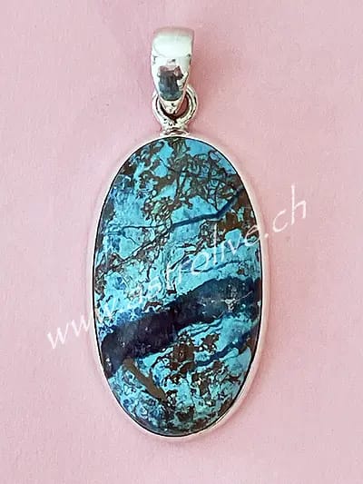 Ciondolo shattuckite ovale argento 925