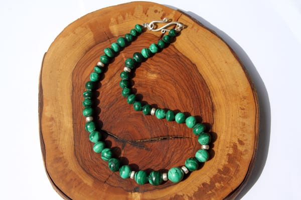 Collana malachite con chiusura in argento 925