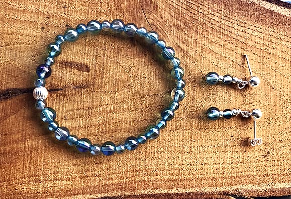 Braccialetto e orecchini Aqua Aura con argento 925