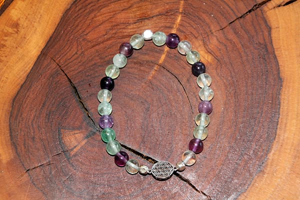 Bracciale fluorite con fiore della vita in argento 925